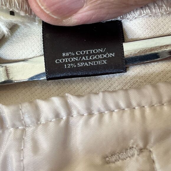 Ann Taylor Women’s Pants  Cream Cotton Blend Straight Leg Trousers - Size 12 - Picture 7 of 7